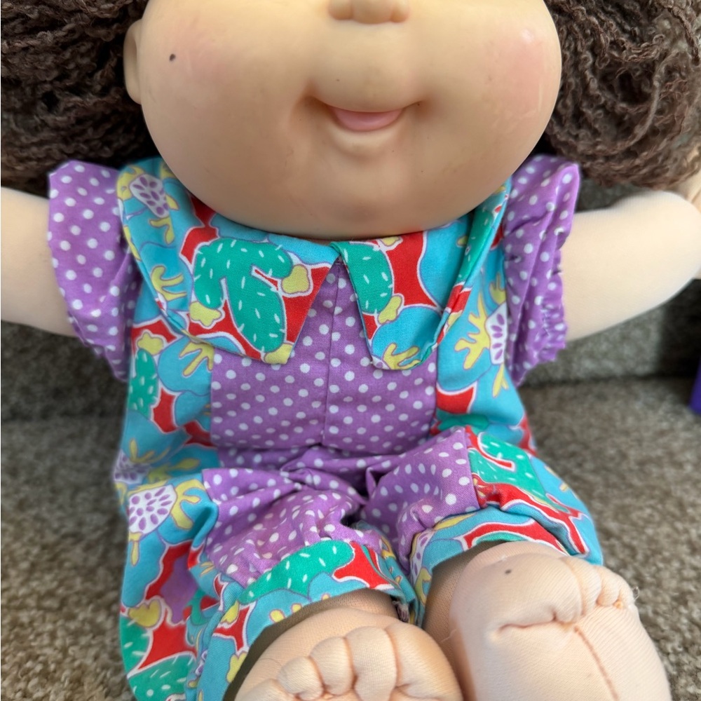 Cabbage Patch Kid 1991 Krinkle Hair Purple Polka Dot Outfit - Picture 11 of 16